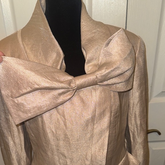 Adrianna Papell Shimmering Cream Blazer with Bow Accent - Picture 8 of 16
